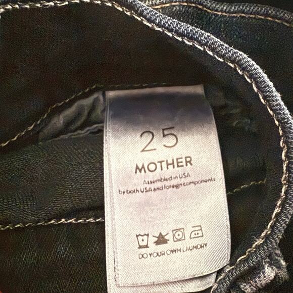 Mother The Stunner Zip Two Step Fray Last Call Dark Wash Skinny Jeans size 25 - Picture 7 of 14